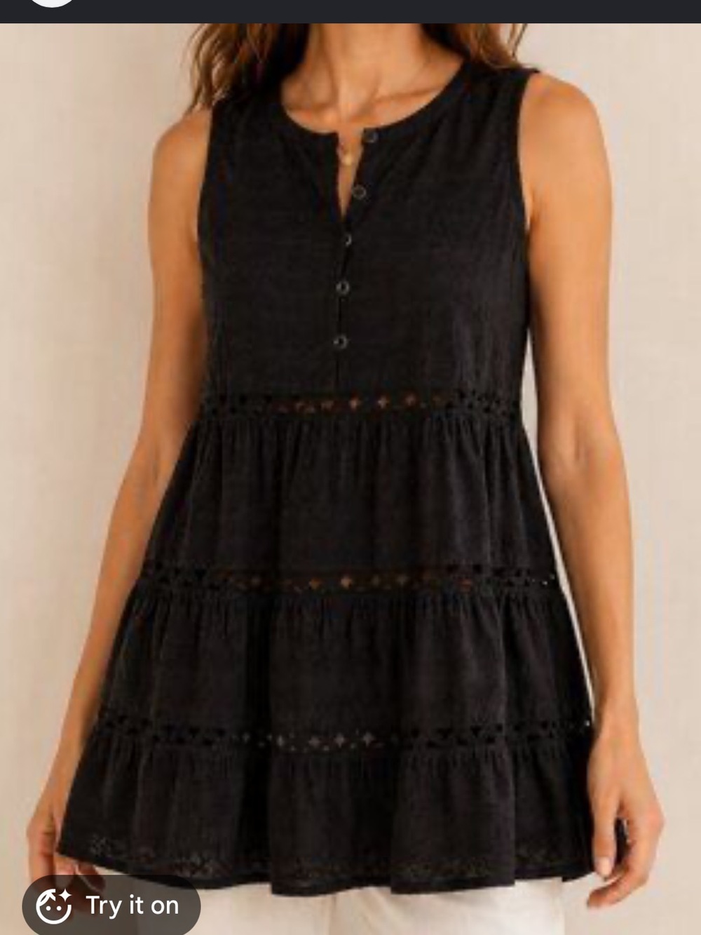 ANTHROPOLOGIE Black Lace Cut Out Tiered Tunic Top Whimsigoth